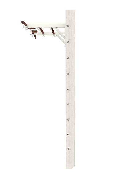 Брашированная шведская стенка "Кастерли" Белый с турником (Белые ступени)