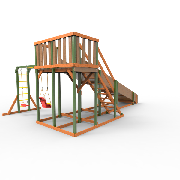 Детская площадка - деревянная горка Пикник "Зима №3" Вега с рукоходом