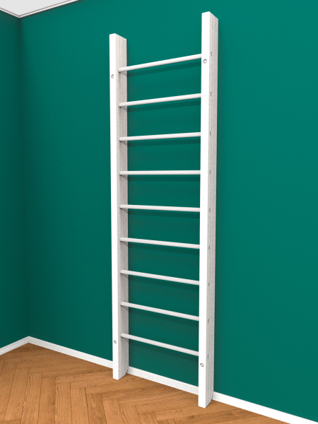 Брашированная шведская стенка "Кастерли" Белый (Белые ступени)