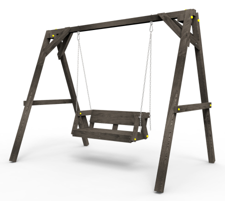 Деревянные качели Пикник 2 "Блэк" (диванчик на цепях)