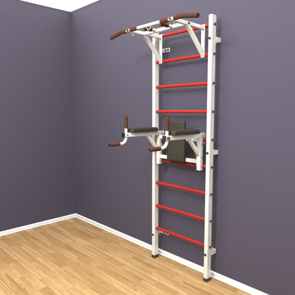 Шведская стенка «LittleSport» White Pull-Up 2.0 красные ступени