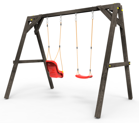 Деревянные качели Пикник 2 "Блэк" (качели долька + для малышей)
