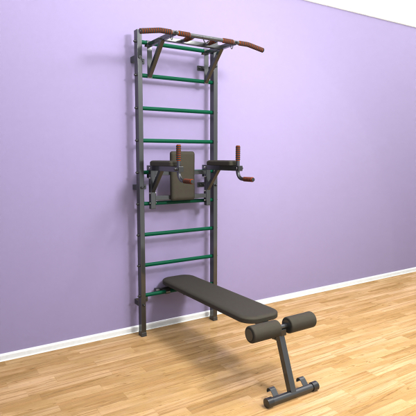 картинка Шведская стенка «LittleSport» Graphite Pull-Up 3.0 зеленые ступени от магазина Лазалка