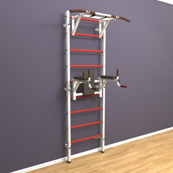 Шведская стенка «LittleSport» White Pull-Up 2.0 красные ступени