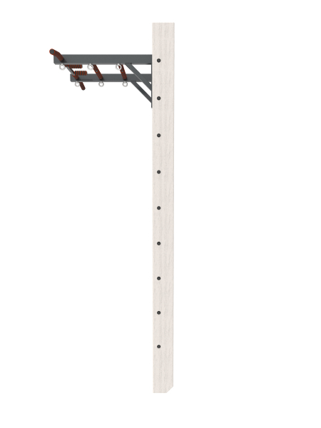 Брашированная шведская стенка "Кастерли" Белый с турником (Черные ступени)