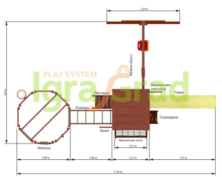 картинка Детская площадка IgraGrad "Панда Фани Gride с WorkOut" от магазина Лазалка