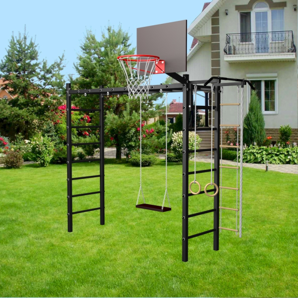 картинка Уличная шведская стенка Sv Sport рукоход У530 (Турник/Деревянные/Канат/кольца/лестница) от магазина Лазалка