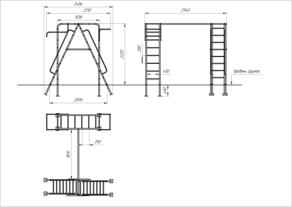 картинка Детский спортивный комплекс для дачи Пионер "Дачный" (ЦК-2Д) от магазина Лазалка