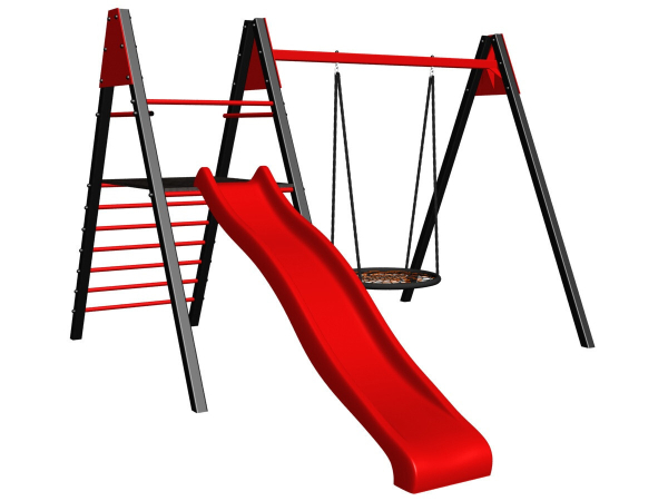 картинка Уличные качели Sv Sport Maxi с горкой УК142.5В1 (4.0м/Гнездо 115см/Подвесы на втулке 1к) от магазина Лазалка