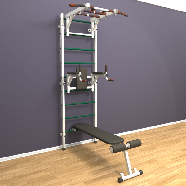 Шведская стенка «LittleSport» White Long 3.0 зеленые ступени