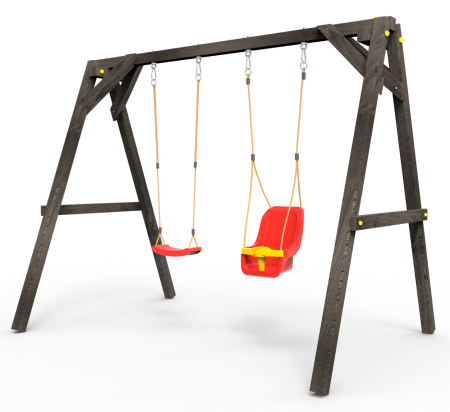 Деревянные качели Пикник 2 "Блэк" (качели долька + для малышей)