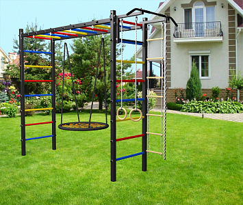 Уличная шведская стенка Sv Sport рукоход У522.2 (Турник/Гнездо 115см/Канат/кольца/лестница)