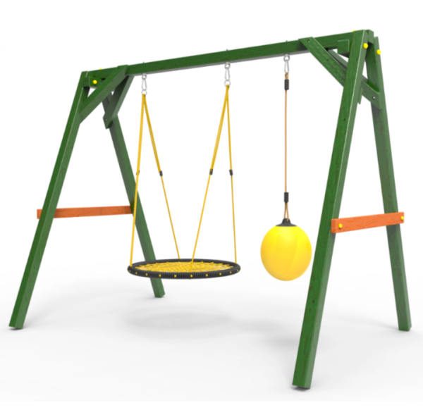 Деревянные качели Пикник 2 "Вега" (качели гнездо 1м + качели drop)