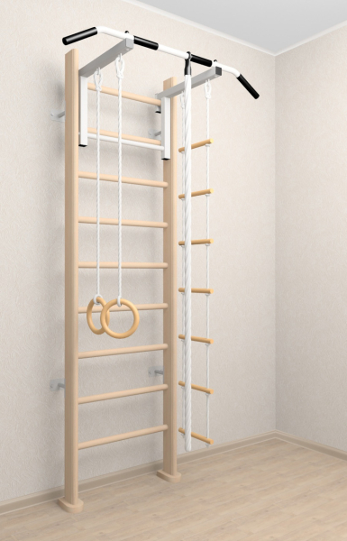 Деревянная шведская стенка Sv Sport 902с (Турник стандарт/Канат/Кольца/Лестница)